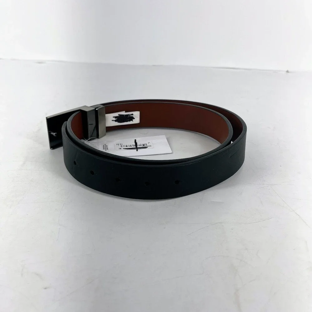 Nordstrom Rack Mens Reversible Belt‎ Black Brown Silver Plaque Buckle NR497347MN